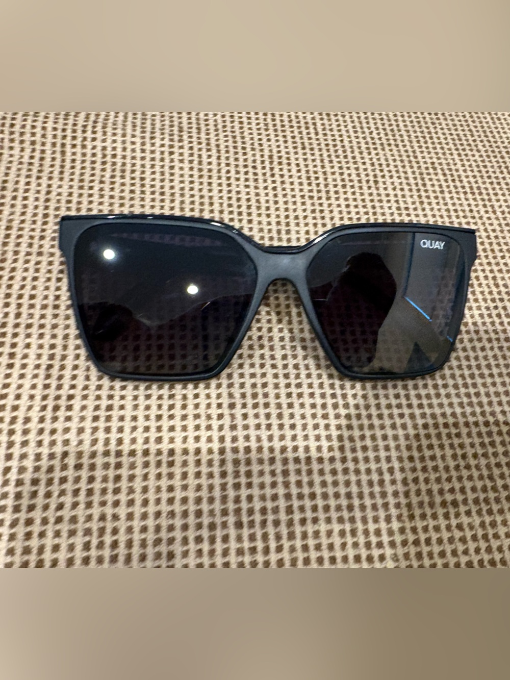 Quay Australia Black Oversized Level Up Polarized Square Sunglasses